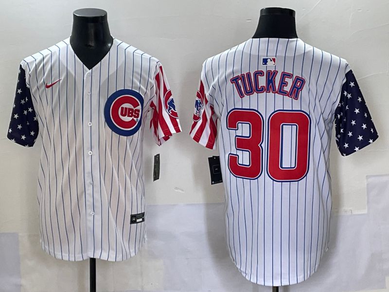 Men 2025 Chicago Cubs #30 Tucker White Stripe a generation of national flags Joint Name Nike MLB Jersey style 1->chicago cubs->MLB Jersey